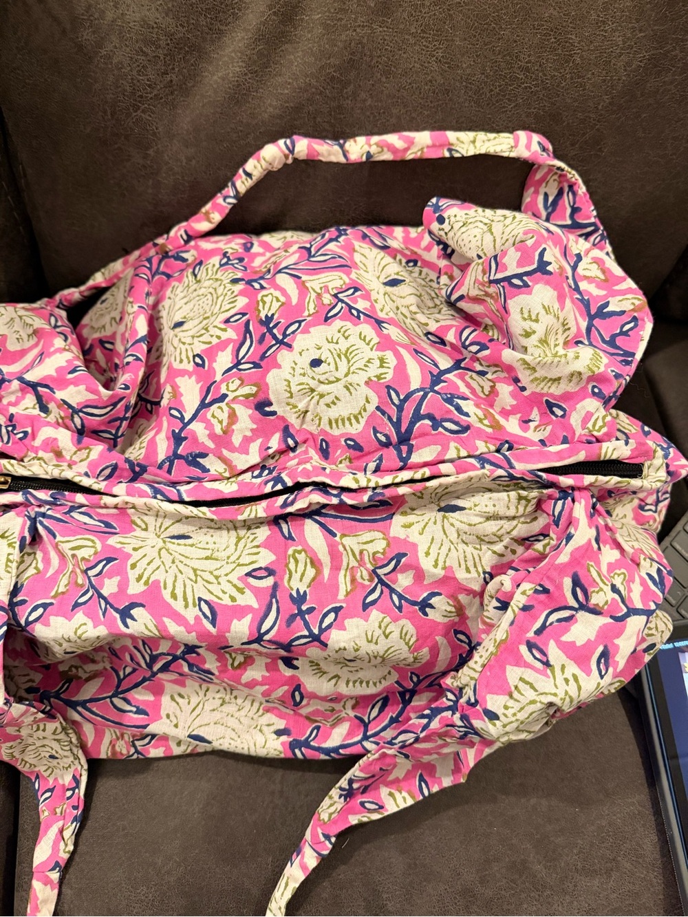 Pink Floral Canvas Tote Bag - karma Highway Lightweight Everyday Shoulder Bag